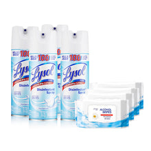 Load image into Gallery viewer, 4 of Lysol Spray 12.5OZ (Crisp Linen Scent) + 4 of PH5B Disinfectant Wipes 50 Counts
