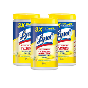 Lysol Disinfectant Wipes 80ct - Lemon Scent - Pack of 3