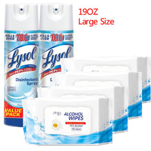 Load image into Gallery viewer, 2 of Lysol Disinfectant Spray 19OZ Crisp Linen Scent + 4 of PH5B Disinfectant Wipes (50pcs each)
